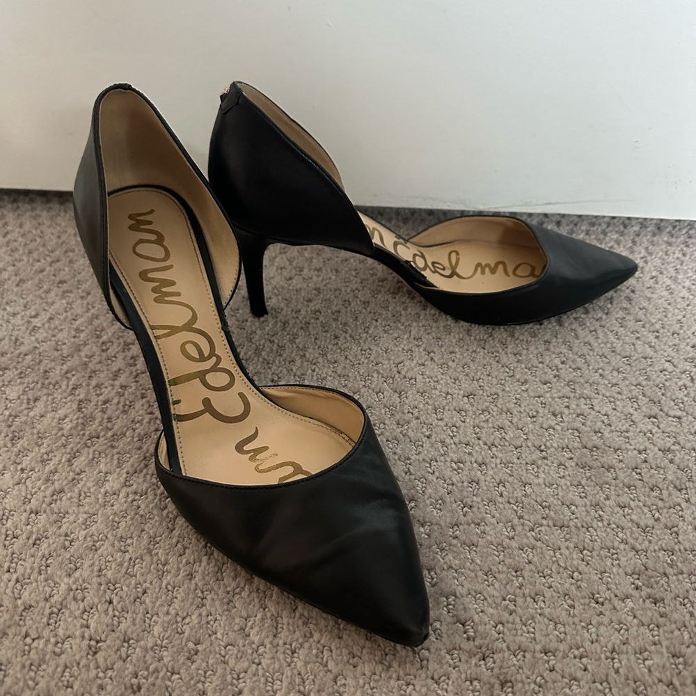 Sam Edelman Black Pointed-Toe D'Orsay Heels